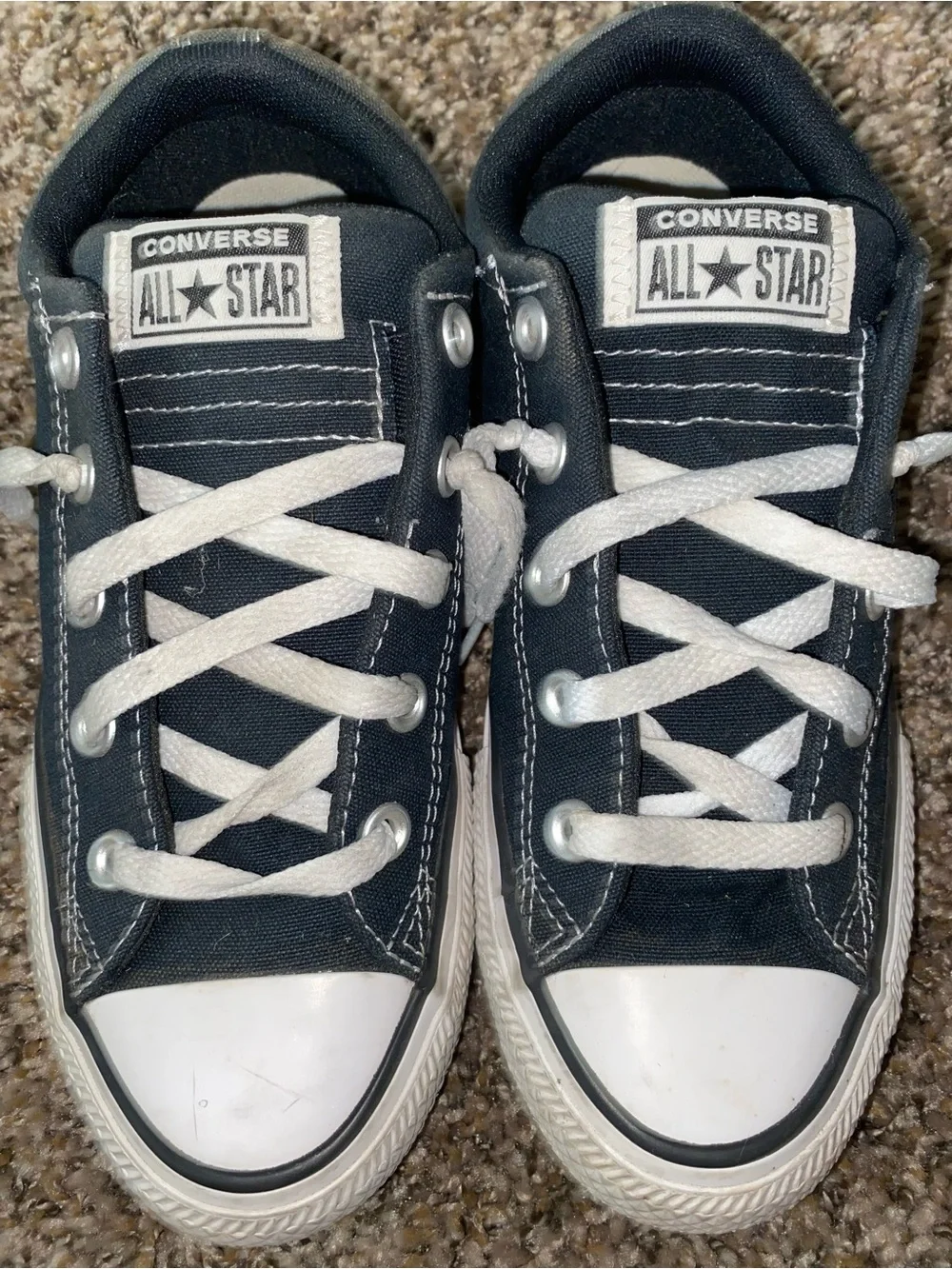Classic Black Canvas Sneakers with White Trim